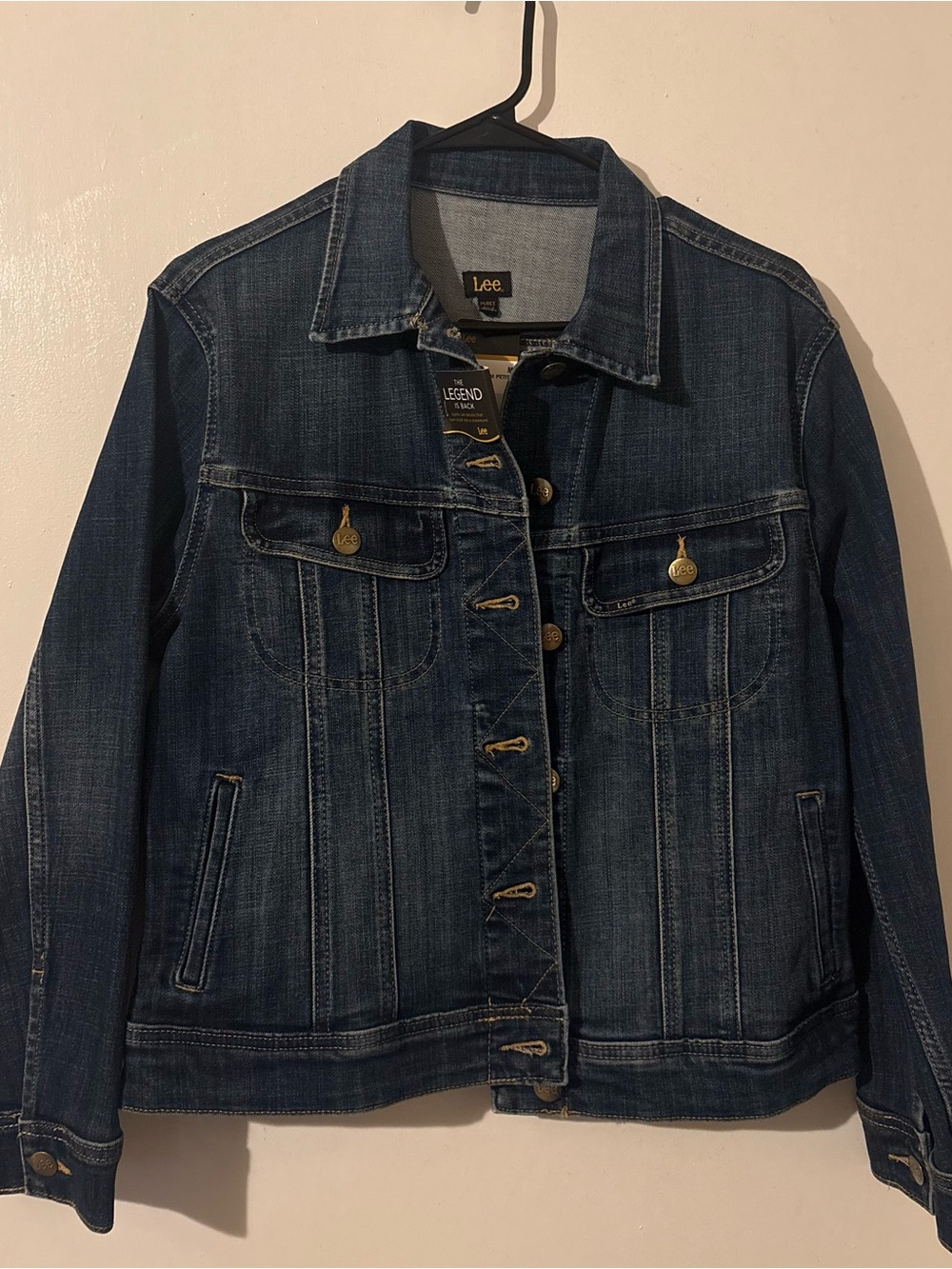 NWT Lee Indigo Blue Denim Jacket with Brass Buttons
